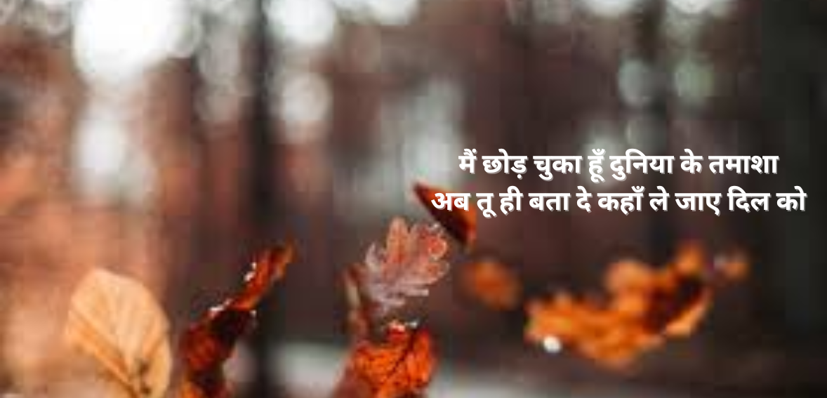 Main chhod chuka hoon duniya ke tamasha Ab tu hi bata de kahan le jaaye dil ko